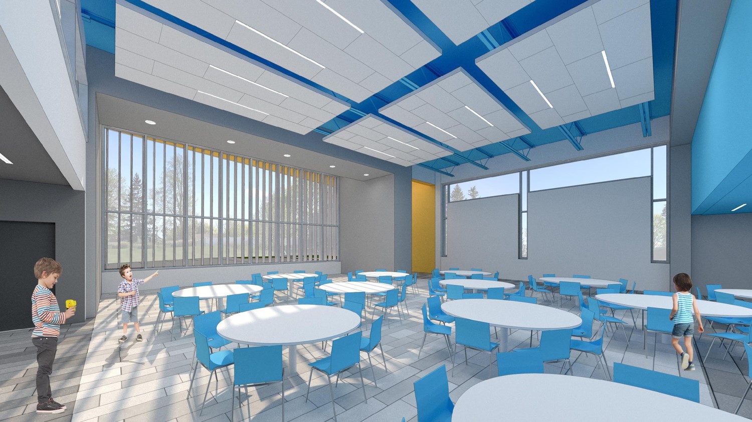 Fremont: Inside rendering of the proposed Community Café / Collaborative Commons