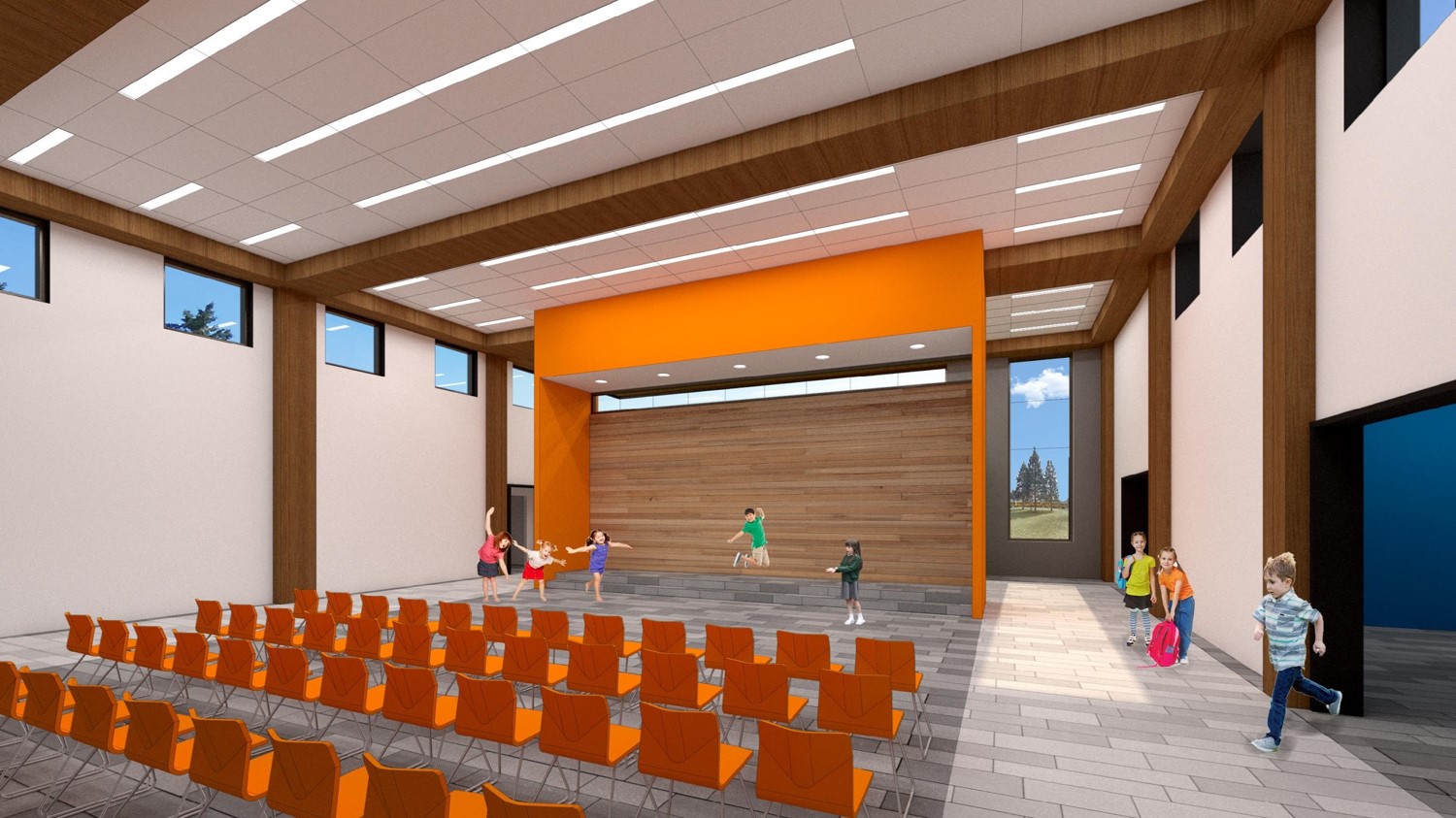 Woodland: Interior rendering of the propsed collaborative commons area